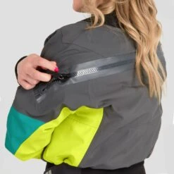 NRS Women's Pivot Dry Suit 24 NRS Women's Pivot Dry Suit -Outdoor Sports 22537 03 JadeLime Model RearEntryZipper 061722 1000x1000