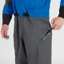 NRS Women's Explorer Semi-Dry Suit 22 NRS Women's Explorer Semi-Dry Suit -Outdoor Sports 22538 02 Blue Model ReliefZipper 061722 1000x1000