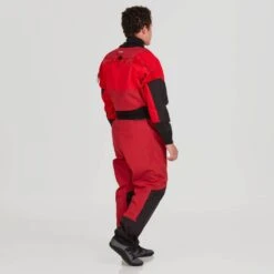 NRS Men's Jakl GORE-TEX Pro Dry Suit -Outdoor Sports 22552 01 Red Model Back 092821 1000x1000