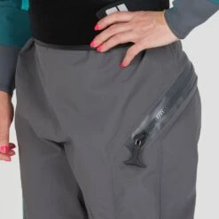 NRS Women's Navigator GORE-TEX Pro Semi-Dry Suit -Outdoor Sports 22554 01 Aqua Model ReliefZipper 092421 1000x1000