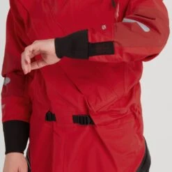 NRS Women's Foray Dry Suit -Outdoor Sports 22556 01 Red Model WristDrain 061722 1000x1000