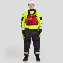 NRS Extreme SAR GTX Dry Suit -Outdoor Sports 22560 01 SafetyYellow Model FrontPFD 111021 1000x1000