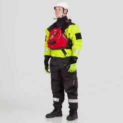 NRS Ascent SAR Dry Suit -Outdoor Sports 22561 01 SafetyYellow Model LeftPFD 111021 1000x1000