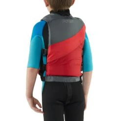 NRS Crew Child PFD -Outdoor Sports 40002 02 Model Back RedGray 012318 1000x1000
