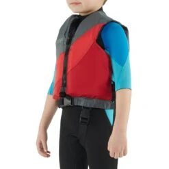 NRS Crew Child PFD -Outdoor Sports 40002 02 Model Front RedGray 012318 1000x1000
