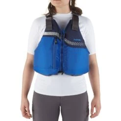 NRS Vista PFD -Outdoor Sports 40005 03 Blue FemaleModel Front 121619 1000x1000