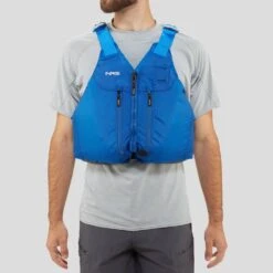 NRS Clearwater Mesh Back PFD -Outdoor Sports 40007 04 Blue Model Front 062119 1000x1000