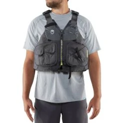 NRS Chinook Fishing PFD - Closeout -Outdoor Sports 40009 04 Charcoal Model Front 100418 1000x1000