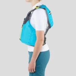 NRS Women's Zoya Mesh Back PFD -Outdoor Sports 40029 03 Teal Model Side 061522 1000x1000