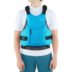 NRS Ion PFD - Closeout -Outdoor Sports 40056 02 Teal Model Front 070819 1000x1000