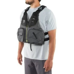 NRS Raku Fishing PFD -Outdoor Sports 40074 01 Charcoal Model Left 07181 1000x1000