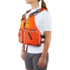 NRS Raku Fishing PFD -Outdoor Sports 40074 01 Orange Model Left 071818 1000x1000