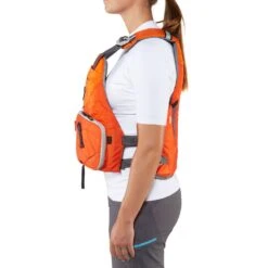 NRS Raku Fishing PFD -Outdoor Sports 40074 01 Orange Model Side 071818 1000x1000