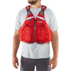 NRS Odyssey PFD -Outdoor Sports 40124 01 Red Model Front 071818 1000x1000